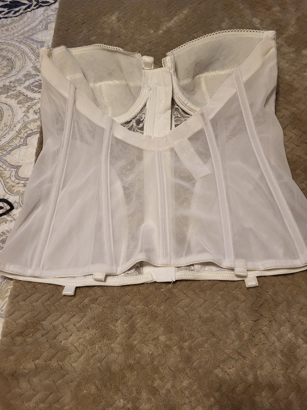 WHITE Lace Bustier with Front Zipper - Women's Intimates - Picture 5 of 6